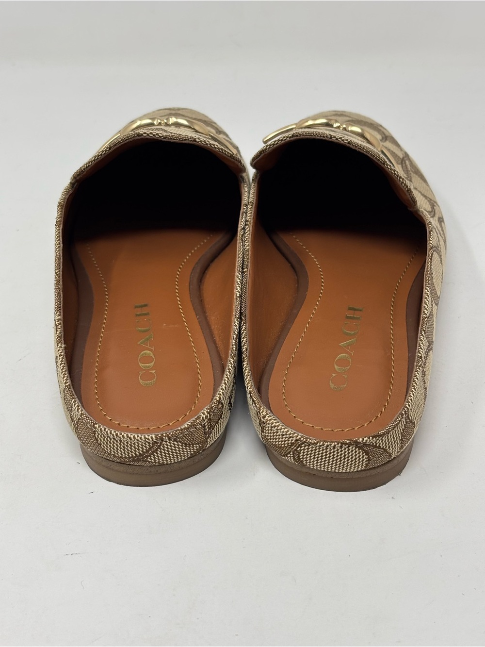 Coach brown leather sienna slides logo C’s flats size 5.5B - Picture 3 of 12